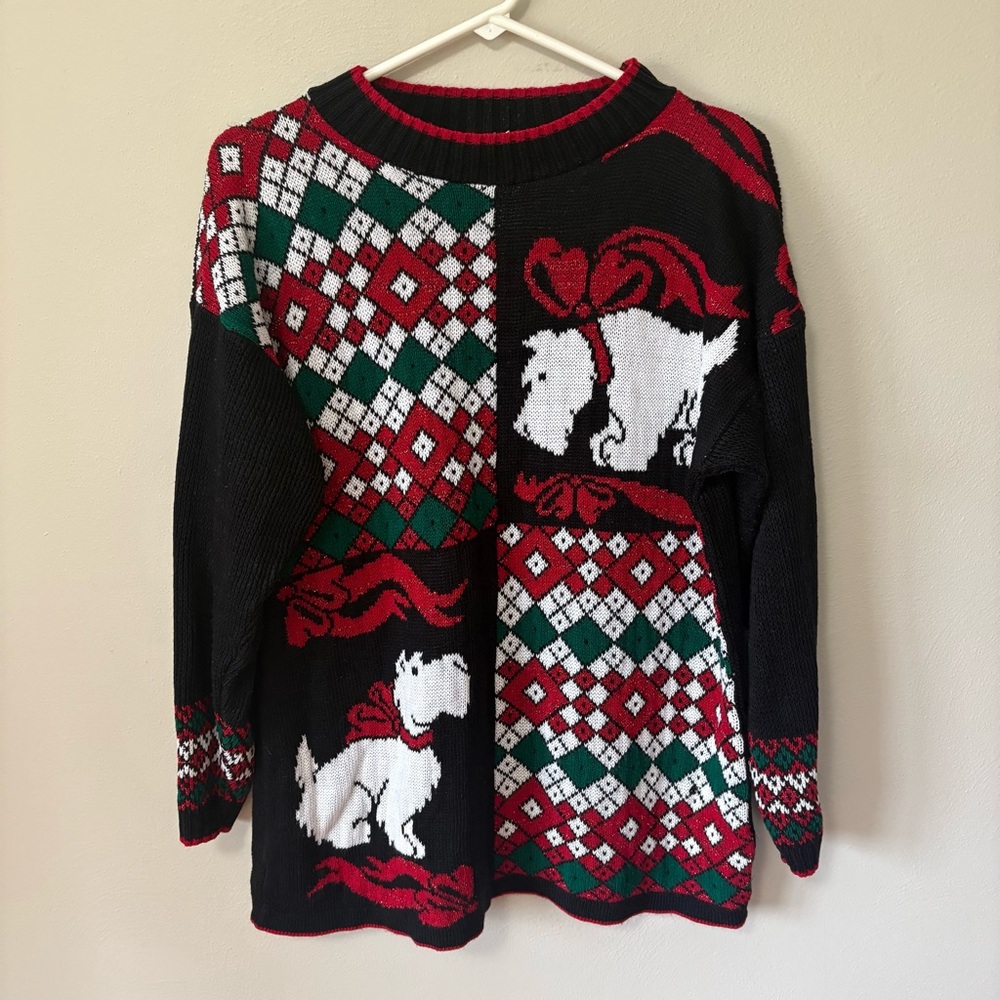 Vintage Holiday Time Scottie Dog Sweater